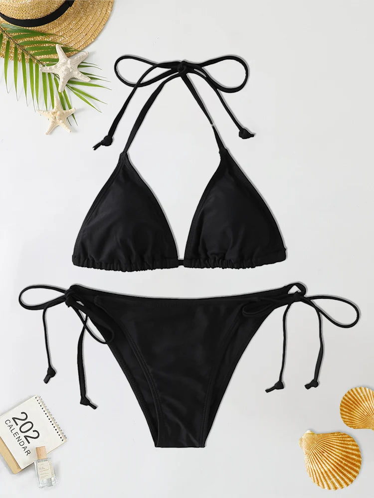 2Pc/Set 2024 Fashion Sexy Swimsuit Women Bikinis Set Triangle Swimwear