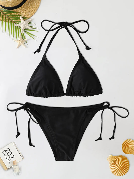 2Pc/Set 2024 Fashion Sexy Swimsuit Women Bikinis Set Triangle Swimwear