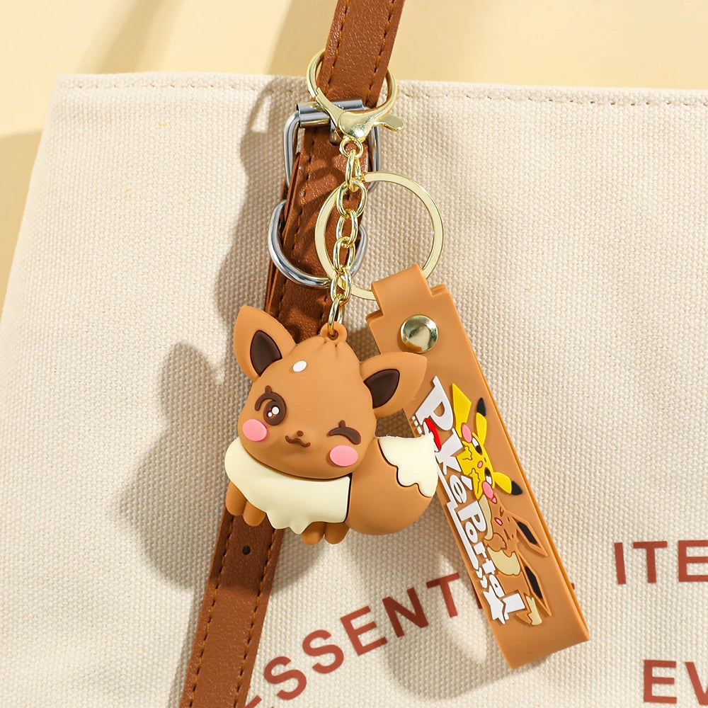 Eevee Keychain Evolution Set, Flareon Jolteon Vaporeon Plush Keychain,