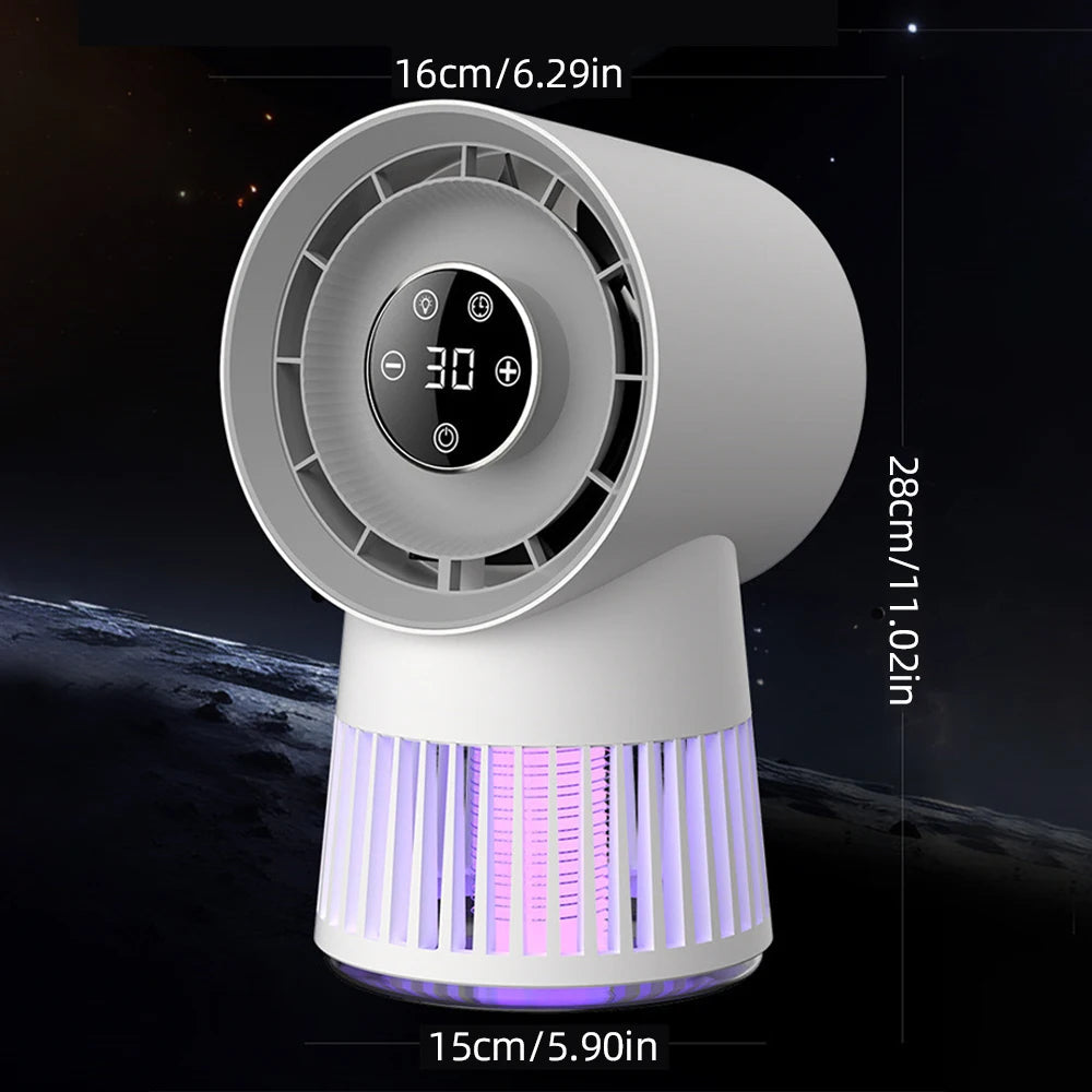 Portable Rechargeable Electric Bug Zapper Desk Fan Bladeless 8H Timer