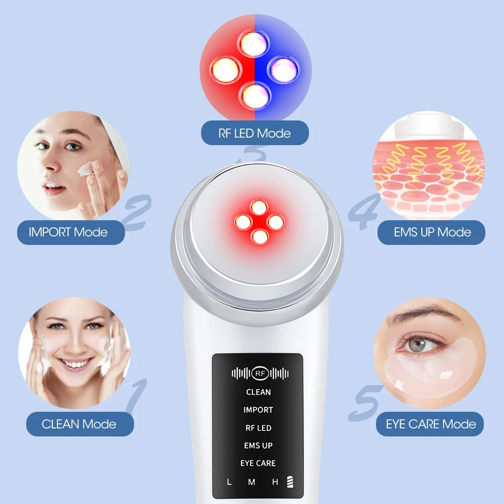 5 in 1 RF EMS Microcurrent Face Lifting Device Vibration LED Photo