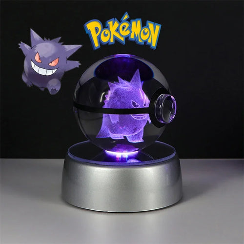 Pokemon 3D Crystal Ball Figure Toys Pokeball Gengar Gyarados Mimikyu