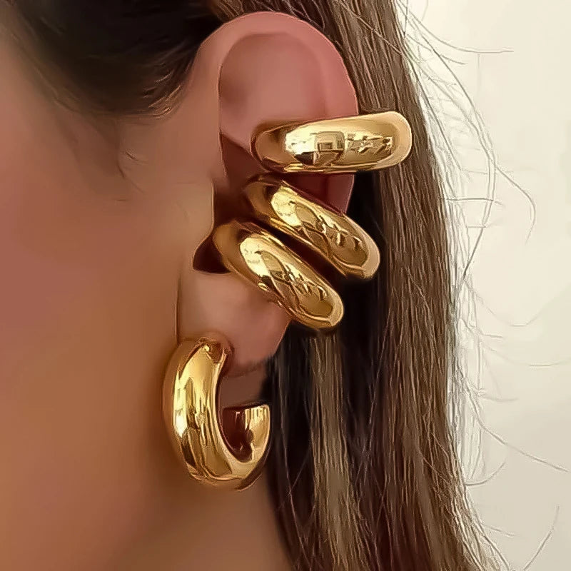 1 Pair Smooth Circle C Shape Clip Earrings For Women Lightweight