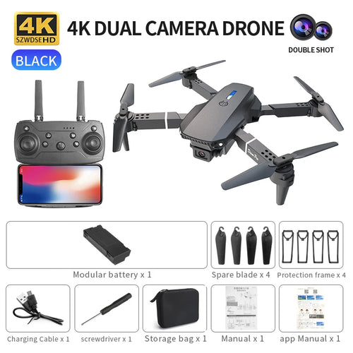 2026 RC Foldable Quadcopter Dron Helicopter Toys Gift E88 Pro WIFI FPV