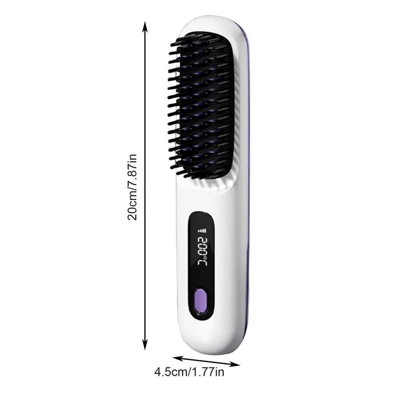 Hair Straightener Brush Electric Hot Comb With 3 Heating Settings USB