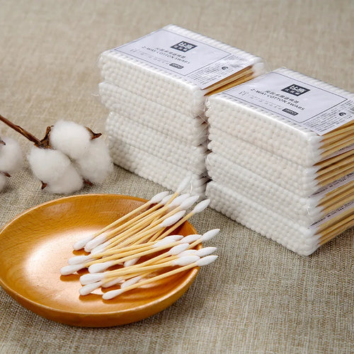 1000pcs Double Ended Cotton Swab Ear Remover Household Wooden Stick