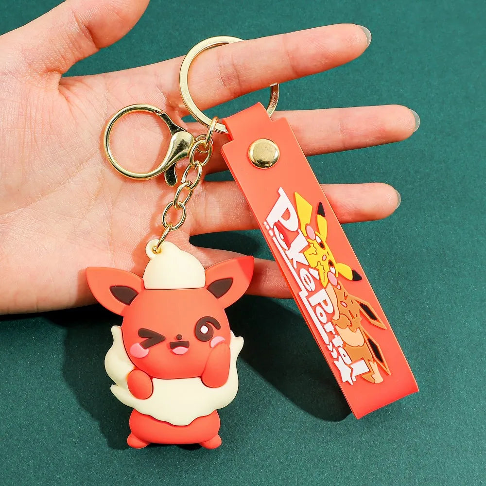 Eevee Keychain Evolution Set, Flareon Jolteon Vaporeon Plush Keychain,