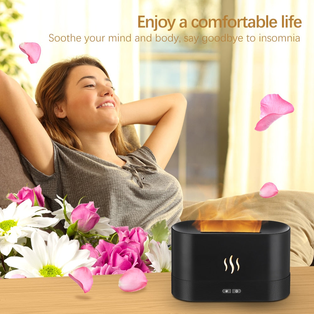 Flame Essential Oil Diffuser Air Humidifier Aromatherapy Fragrance and