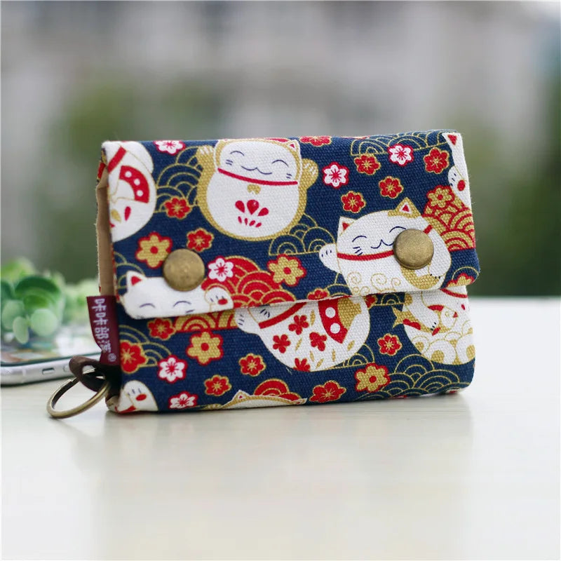 Canvas Cartoon Totoro Cat Printed Dog Women Fold Short Wallet