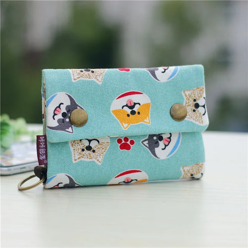 Canvas Cartoon Totoro Cat Printed Dog Women Fold Short Wallet