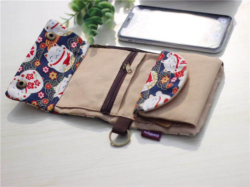 Canvas Cartoon Totoro Cat Printed Dog Women Fold Short Wallet
