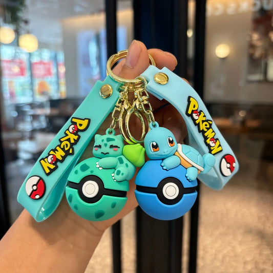 Pokémon Poké Ball Keychain Set, Pikachu Eevee Charmander figure
