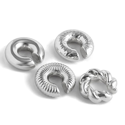 1 Pair Smooth Circle C Shape Clip Earrings For Women Lightweight