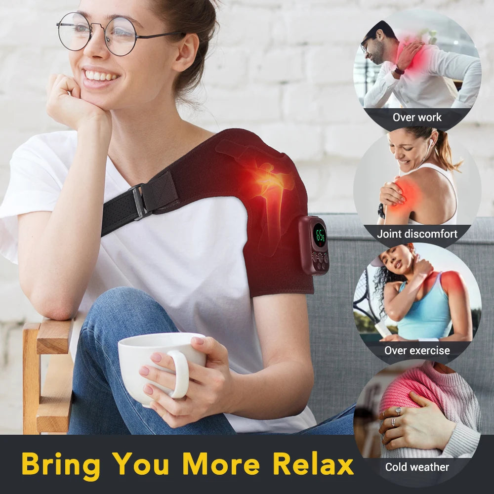 Heating Shoulder Massager Vibration Electric App Control Massage Pads