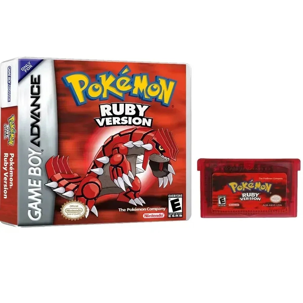 Multiple versions of the American Pok é mon series GBA game box with