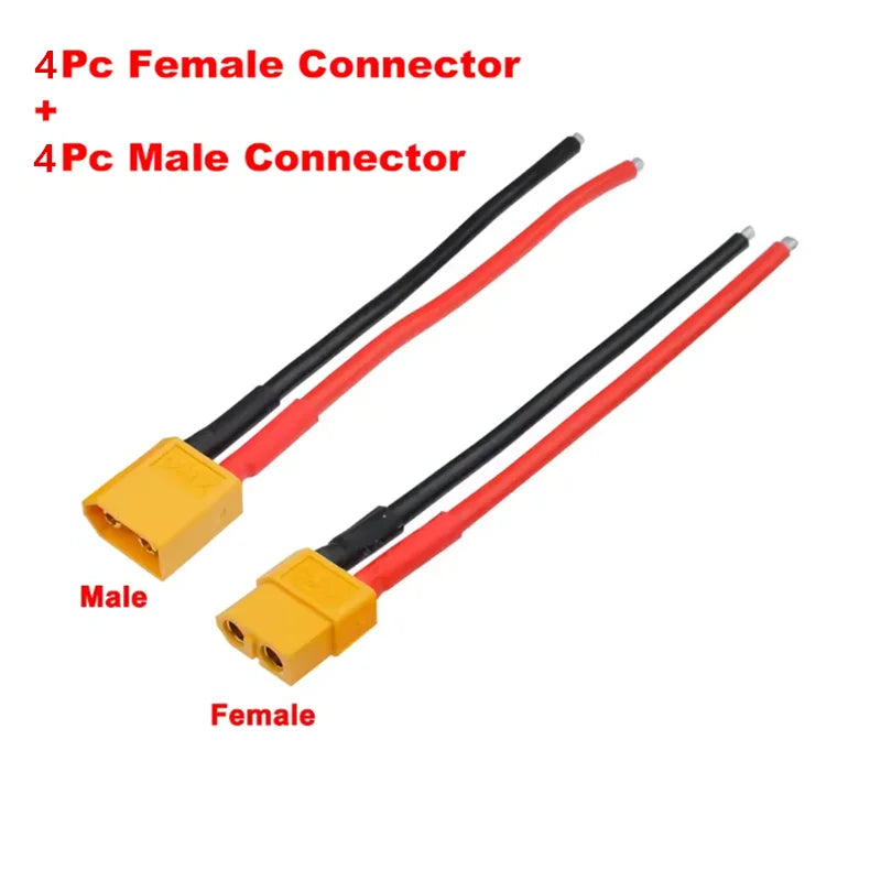 4pcs XT60 Battery Male Female Connector Plug 10cm 14AWG Silicone Wire