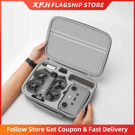 XFJI Travel Organizer Bag for DJI NEO 2 Drone Accessories Hard Shell