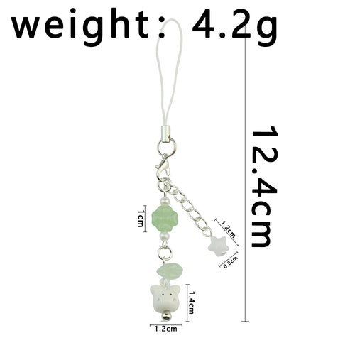 Handmade Four Leaf Clover Beaded Phone Charm Y2K Cute Cat Totoro