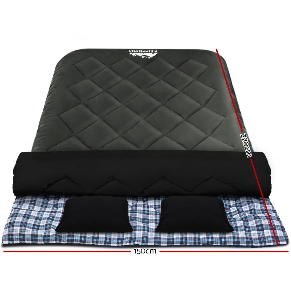 Weisshorn Sleeping Bag Double Pillow Thermal Camping Hiking Tent Grey