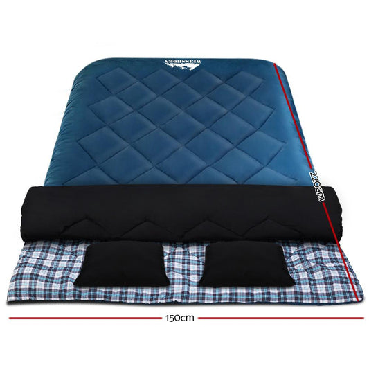Weisshorn Sleeping Bag Double Pillow Thermal Camping Hiking Tent Blue