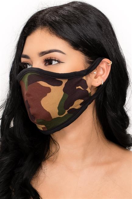 FASHION MASK 101-CAMO-camouflage double layer contoured face mask.