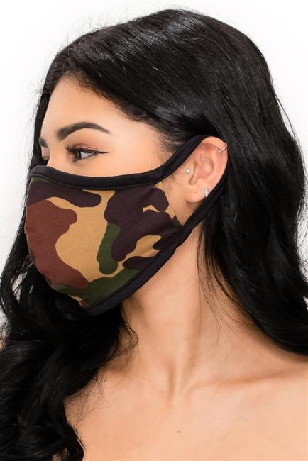 FASHION MASK 101-CAMO-camouflage double layer contoured face mask.