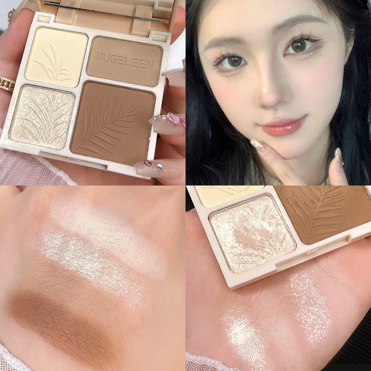 4 Colors Highlighter Contour 3D Facial Bronzer Cosmetic Brightening