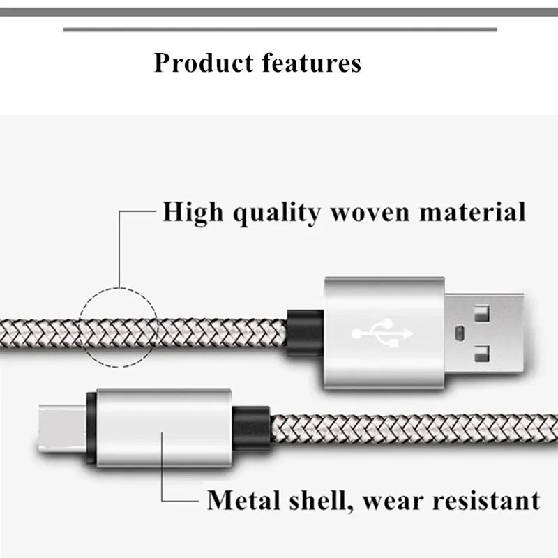 USB A to iPhone 15 Nylon Braided Cable Fast Charger Cord for Huawei