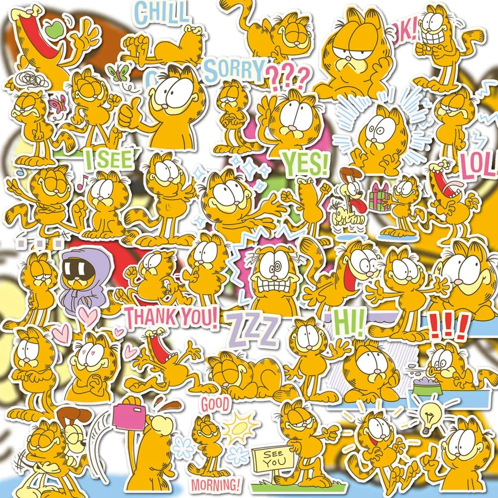40 Pcs Garfield Be Yourself Cartoon Stickers Aesthetic PVC Decorative