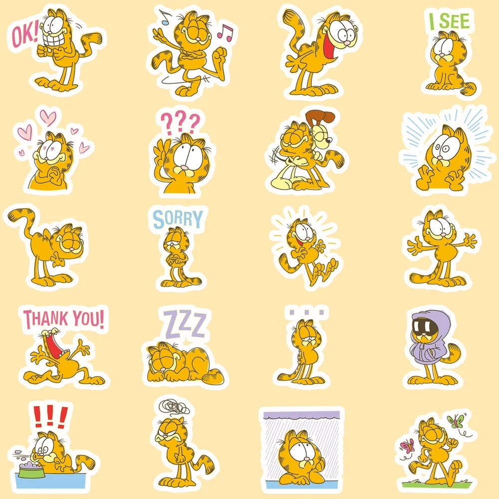 40 Pcs Garfield Be Yourself Cartoon Stickers Aesthetic PVC Decorative
