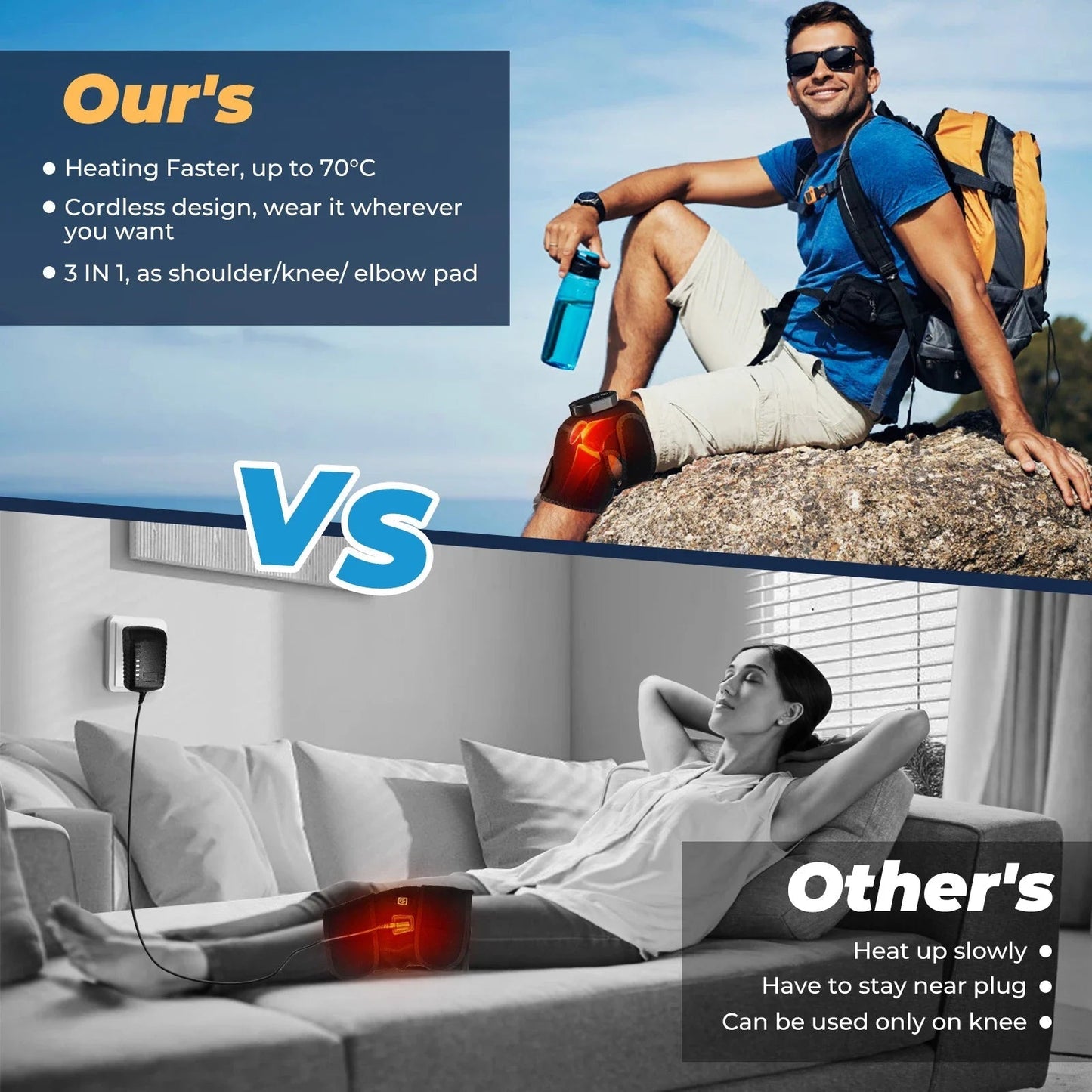 Electric Heating Knee Massager Support Adjustable Heating Knee Belt