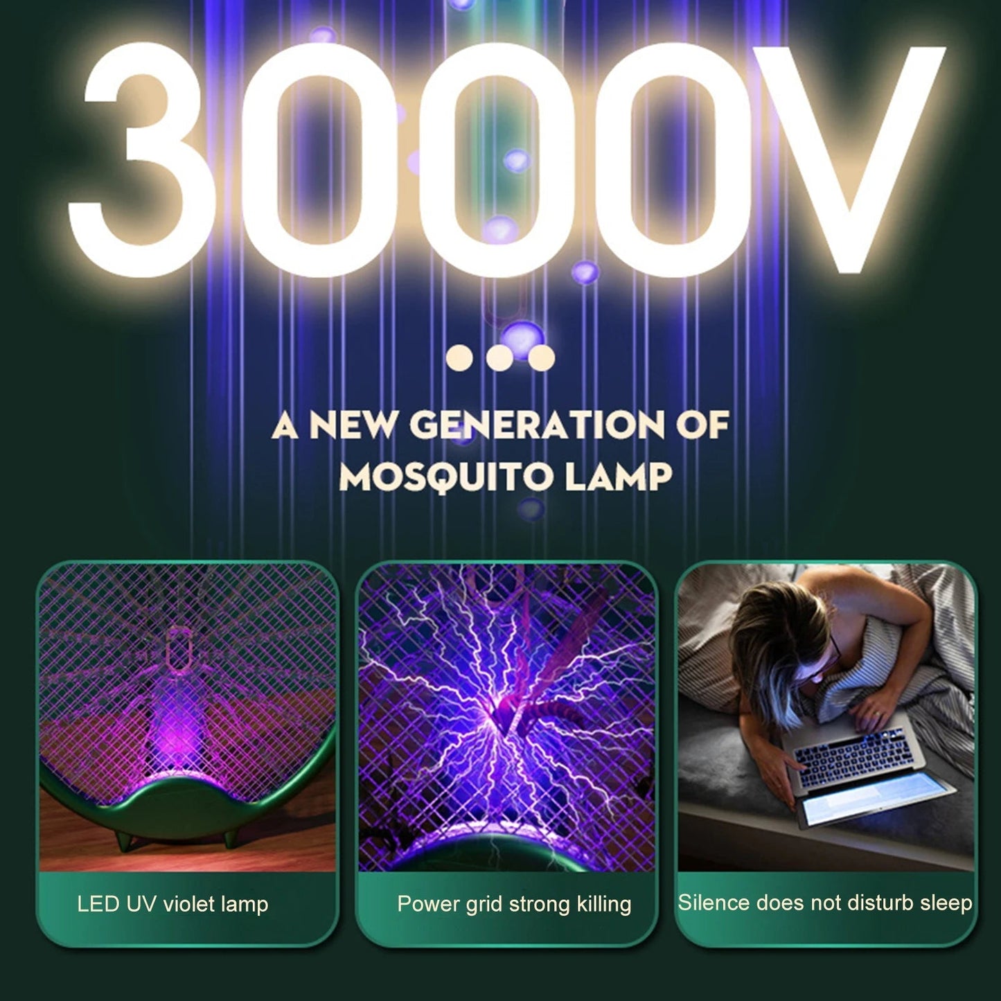 USB Electric Fly Swatters Foldable UV Light Electric Flies Shocker