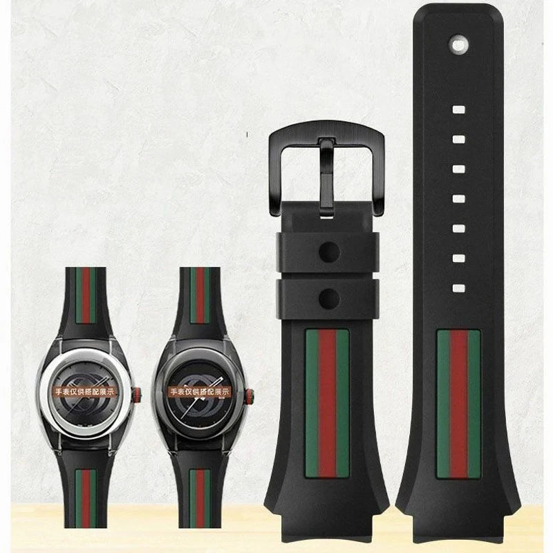 For Gucci YA137/YA137107A Rubber Watch Strap Dedicated Protruding Port