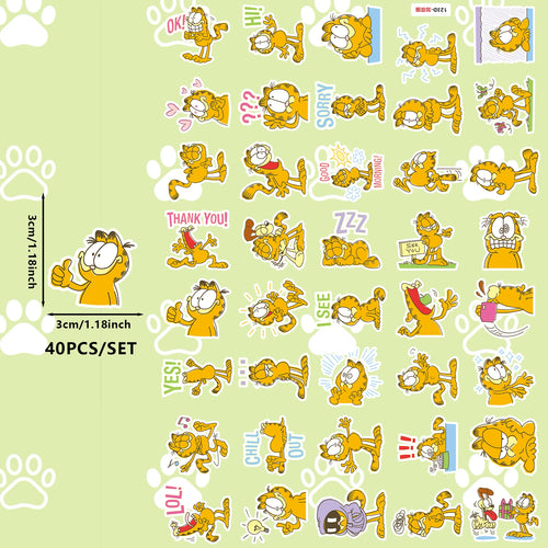 40 Pcs Garfield Be Yourself Cartoon Stickers Aesthetic PVC Decorative