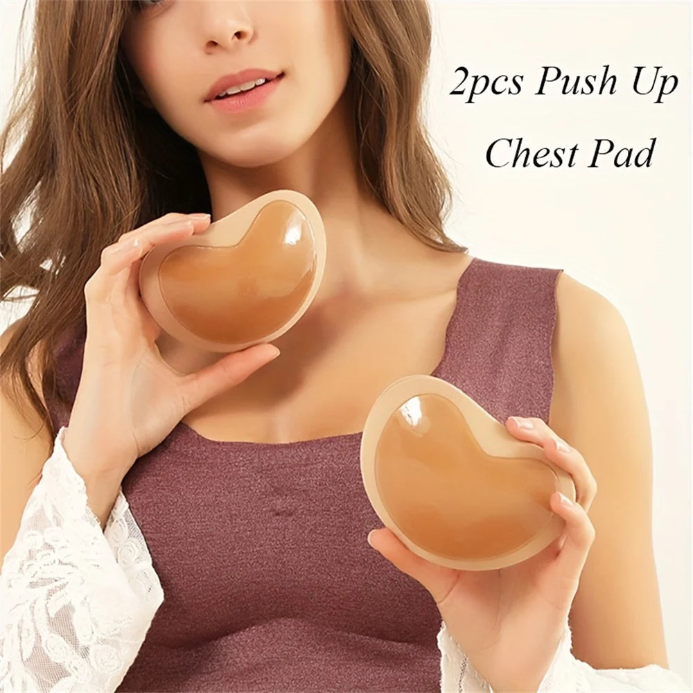 Push Up Reusable Bra Insert Pads, Stick-on Soft Chest Enhancer Pads,