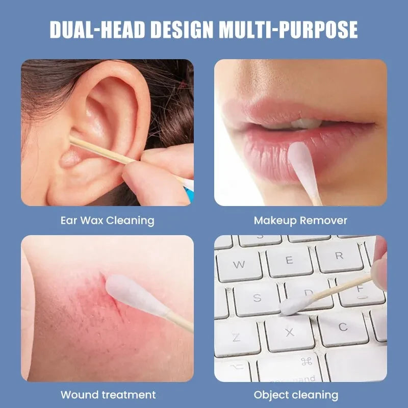 100pcs Per Pack, 5 Packs, Double-ended Cotton Swabs, Baby Cotton