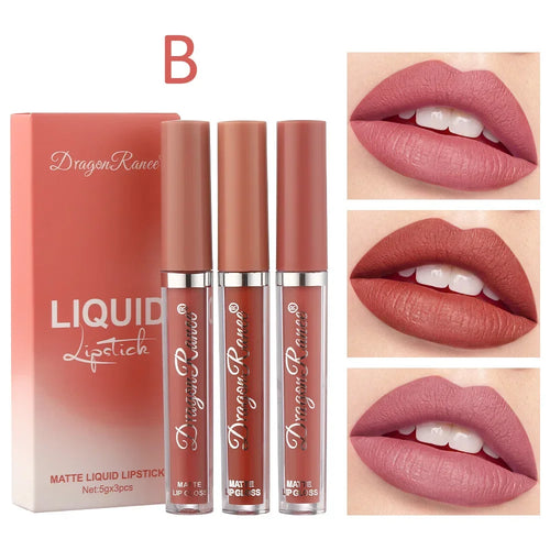 3 PCS Liquid Lipsticks Set Long Lasting Make Up For Women Korean