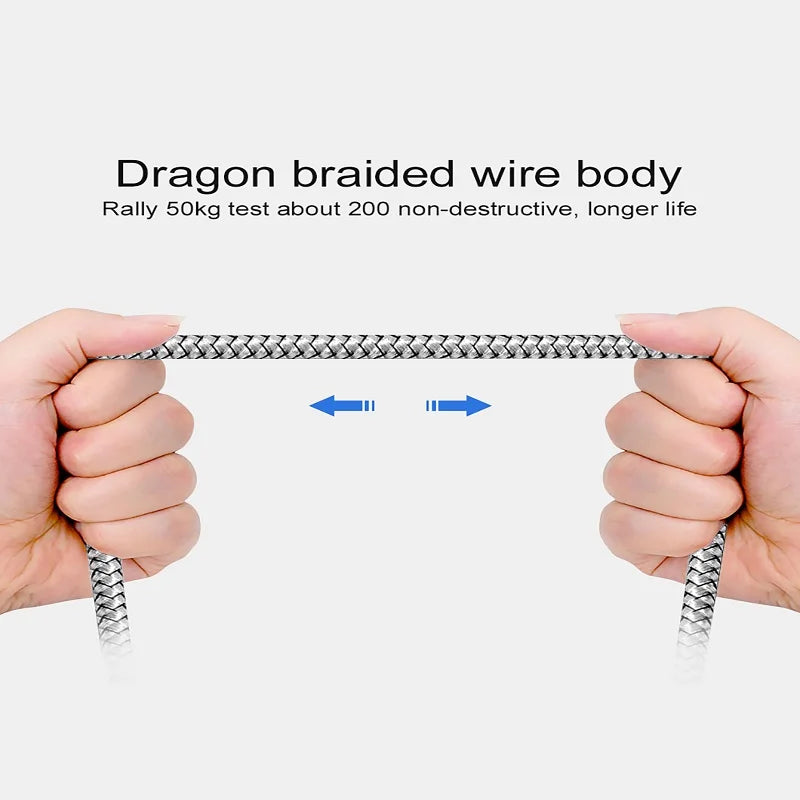 USB A to iPhone 15 Nylon Braided Cable Fast Charger Cord for Huawei