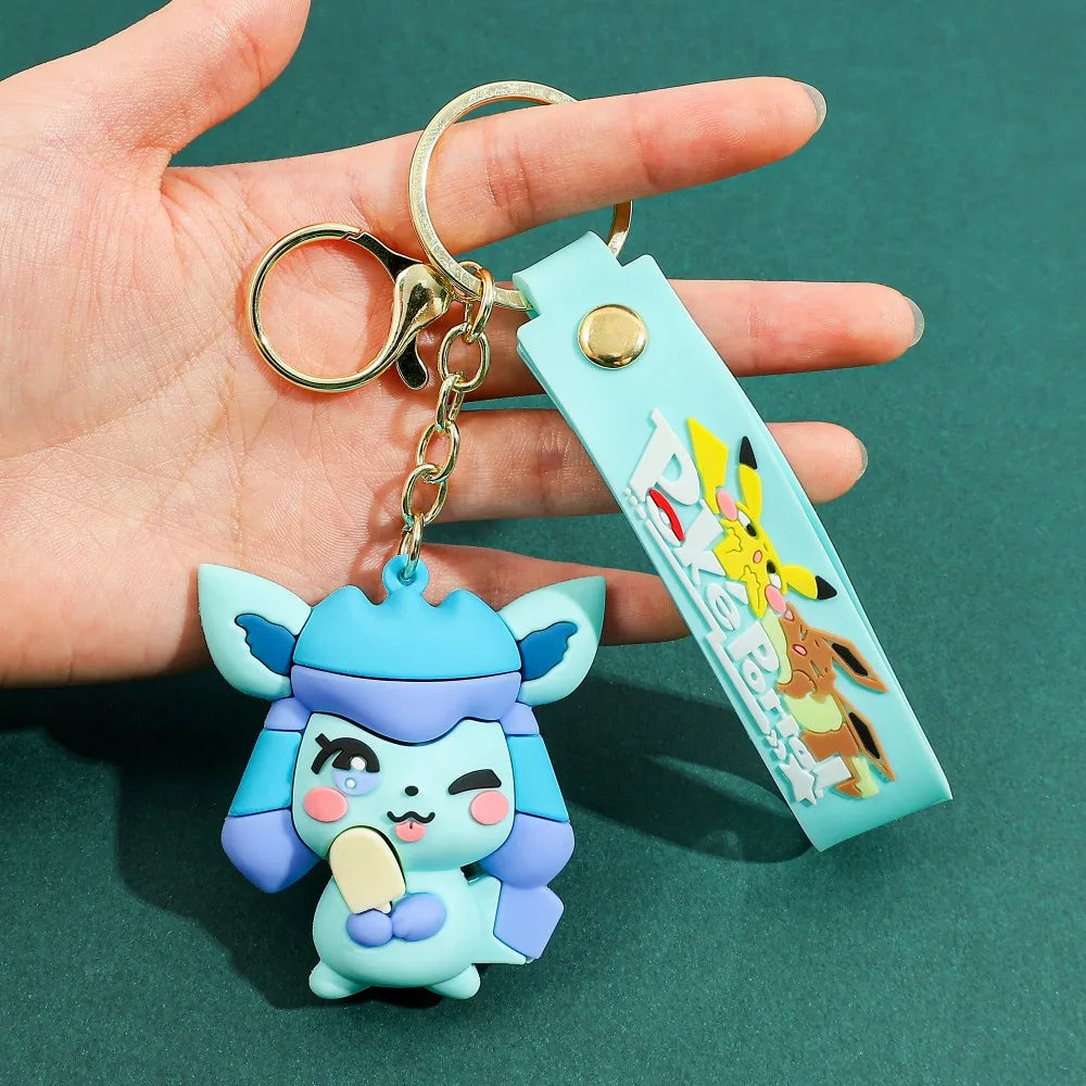 Eevee Keychain Evolution Set, Flareon Jolteon Vaporeon Plush Keychain,