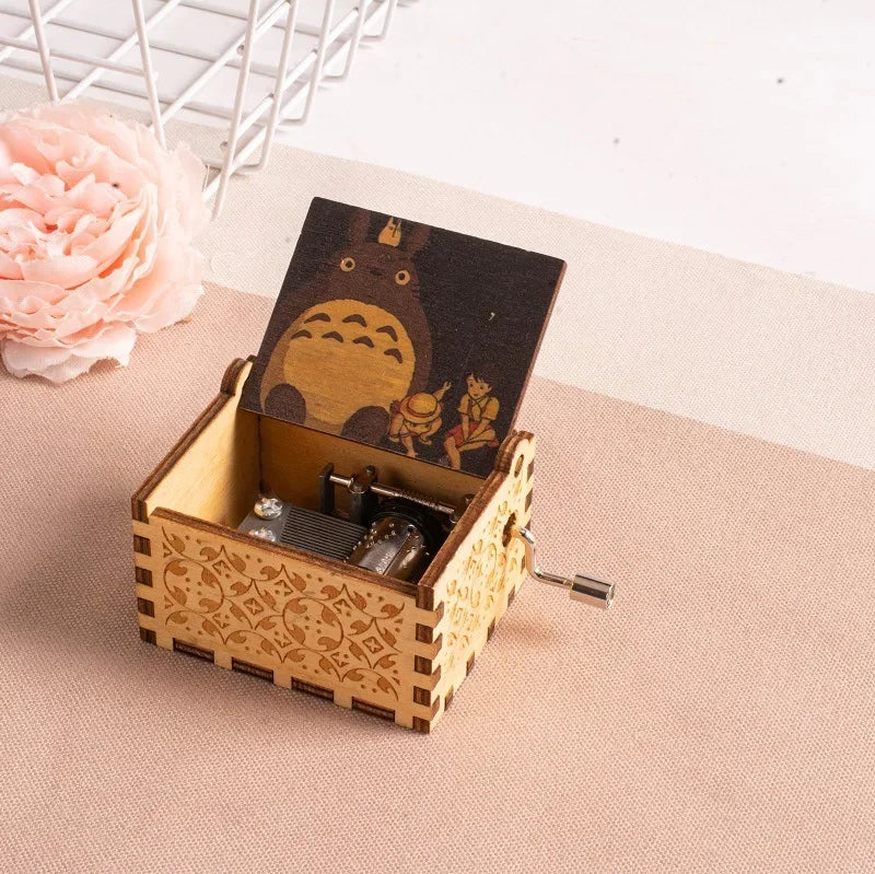 Wooden painted music box, Totoro music gift, ornament, light luxury