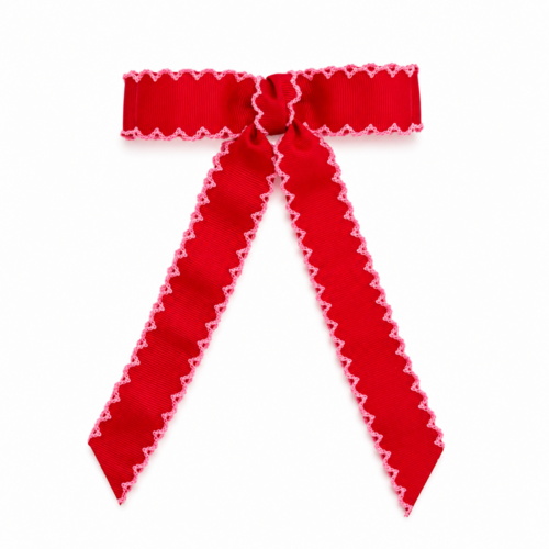Scalloped Stitch Ribbon Bow Hair Clip – Playful Statement