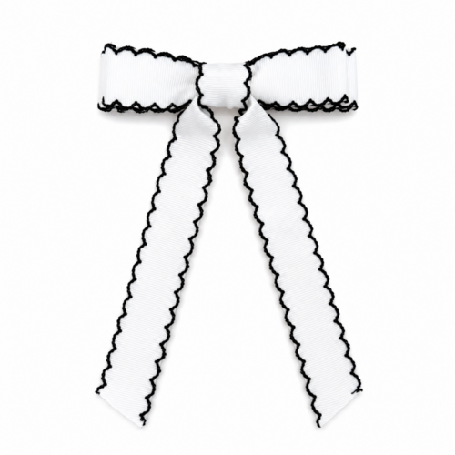 Scalloped Stitch Ribbon Bow Hair Clip – Playful Statement
