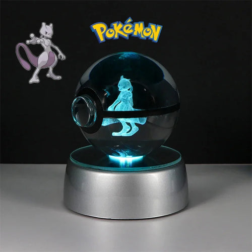 Pokemon 3D Crystal Ball Figure Toys Pokeball Gengar Gyarados Mimikyu