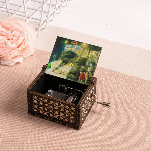 Wooden painted music box, Totoro music gift, ornament, light luxury