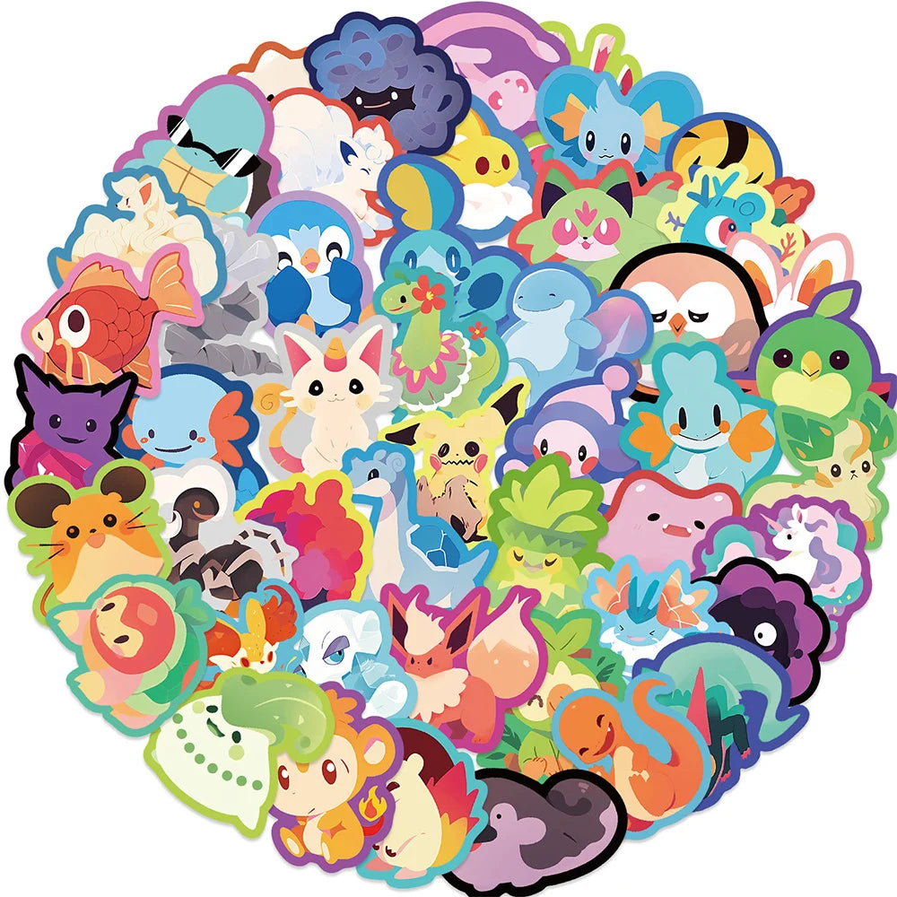 10/30/50PCS Kawaii Colorful Pokémon Stickers Cartoon Cute Graffiti DIY