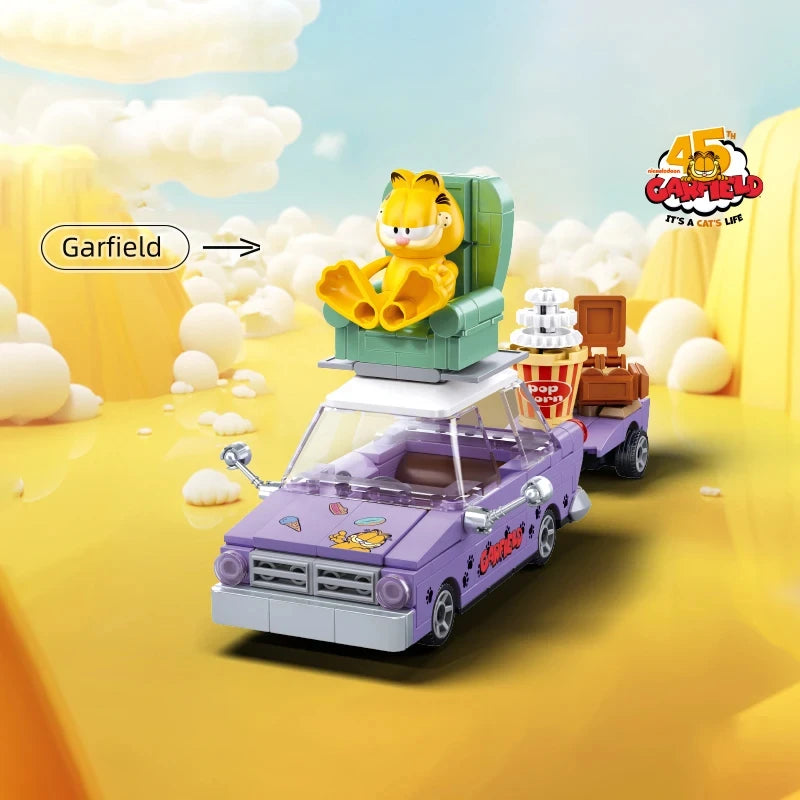 Garfield Car Building Blocks City Magic Cartoon Cat Anime Figures