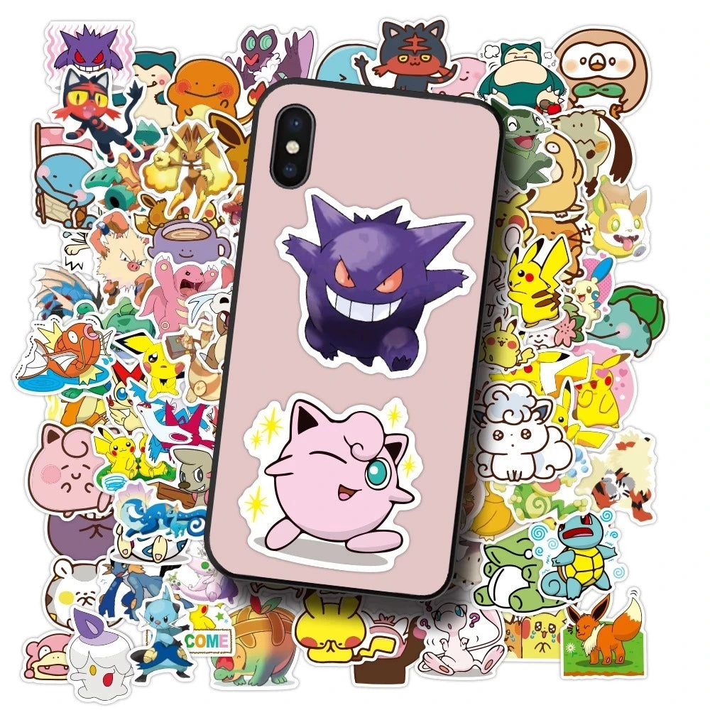 50/100Pcs Kawaii Pikachu Pokemon Stickers Motorcycle Phone Car