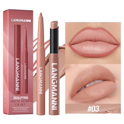 Integrated waterproof lipliner+lipstick lipstick lipstick set,no