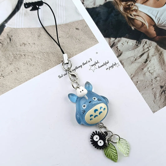 Kawaii Blue Animal Totoro Phone Charm Soot Sprite Keychain Woodland