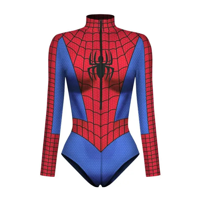 Women Spiderman Swimsuit Superhero Captain Marvel Bodysuit Anime Black